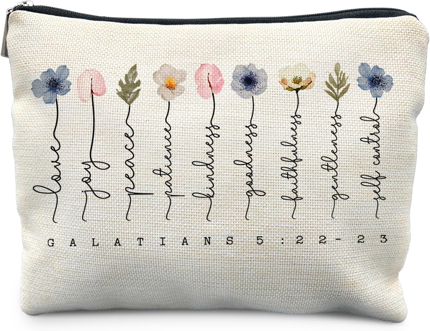 Christian Floral Makeup Bag, Bible Verse